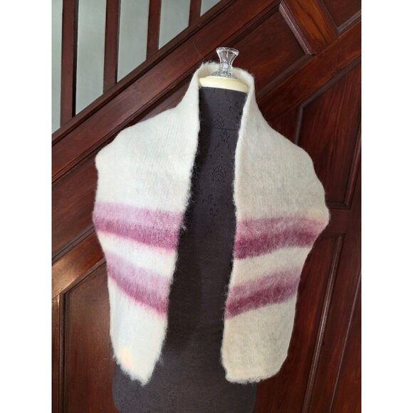 Vintage Hand-Knitted Wool & Mohair Striped Scarf - Picture 2 of 8